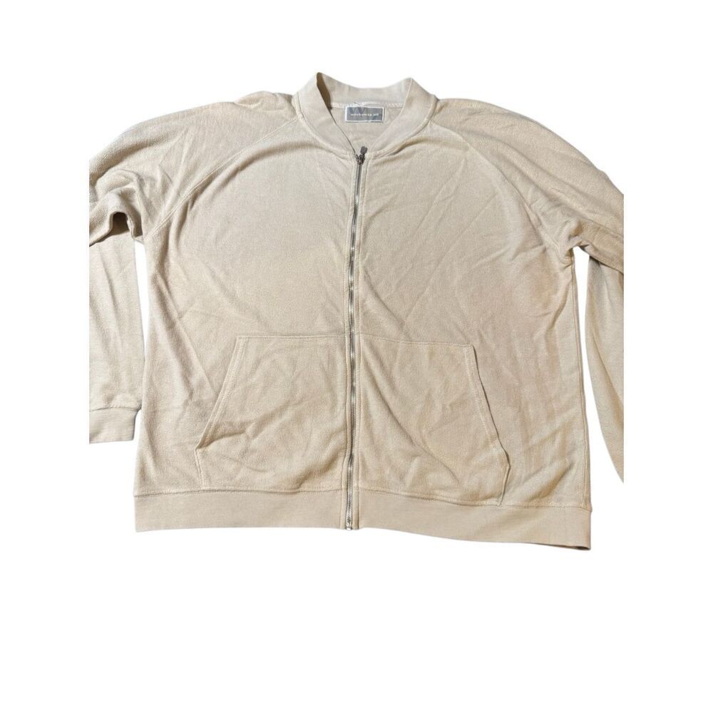 Weekendz off Men's long sleeve Tan full zip sweater L